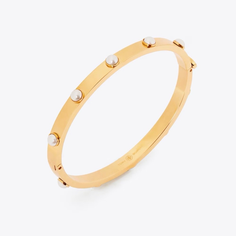 Gold and Pearl Bangle Bracelet